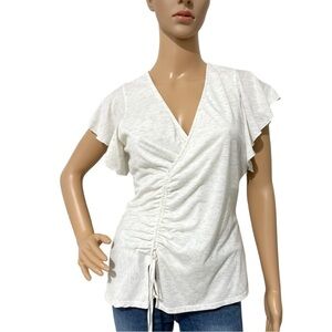 Bailey 44 Cinched Flutter Sleeves Top Size M